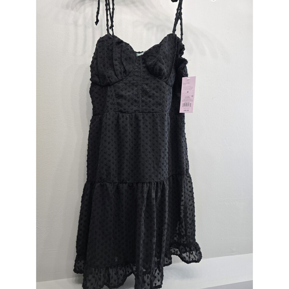 Wild Fable Prairie Dress Black Mini Skater NWT Cottagecore Layers Polka Dots Med